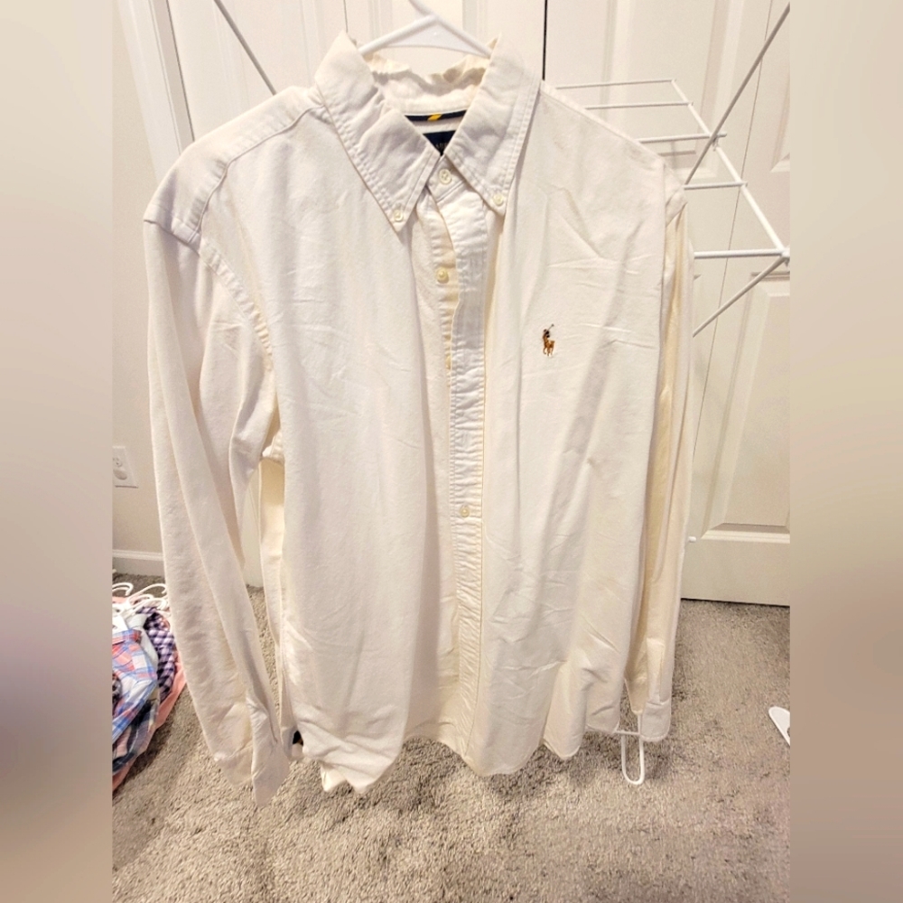 Mens Polo Oxford Button Down Shirt Size L